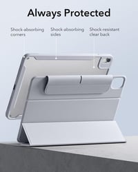 ESR Mágneses Tok iPad Air 11 M3/M2/6/5/4 Generációhoz - Ceruzatartóval, Levehető Fedéllel, 360° Állvánnyal, Szürke 7