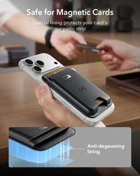 Portofel magnetic ESR cu MagSafe pentru seria iPhone 17, 16, 15, 14, 13, 12 (exclus Mini), funcție Find My, 5 compartimente pentru carduri, protecție RFID, negru 7
