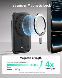Portofel magnetic ESR cu MagSafe pentru seria iPhone 17, 16, 15, 14, 13, 12 (exclus Mini), funcție Find My, 5 compartimente pentru carduri, protecție RFID, negru 4