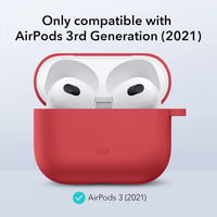 ESR Szilikon Tok AirPods 3 2021 Kompatibilis Vezeték Nélküli Töltéssel Karabinerrel Látható LED Piros 1