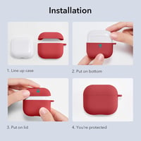 ESR Szilikon Tok AirPods 3 2021 Kompatibilis Vezeték Nélküli Töltéssel Karabinerrel Látható LED Piros 6
