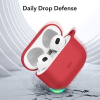 ESR Szilikon Tok AirPods 3 2021 Kompatibilis Vezeték Nélküli Töltéssel Karabinerrel Látható LED Piros 3