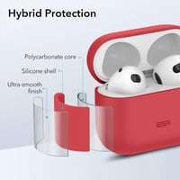 ESR Szilikon Tok AirPods 3 2021 Kompatibilis Vezeték Nélküli Töltéssel Karabinerrel Látható LED Piros 2