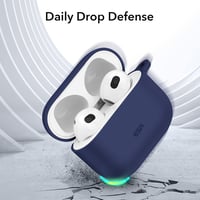 ESR Szilikon Tok AirPods 3. Generáció 2021 Vezeték Nélküli Töltéssel Kompatibilis Karabinerrel LED Kijelzővel Kék 3