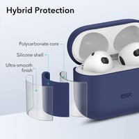 ESR Szilikon Tok AirPods 3. Generáció 2021 Vezeték Nélküli Töltéssel Kompatibilis Karabinerrel LED Kijelzővel Kék 2
