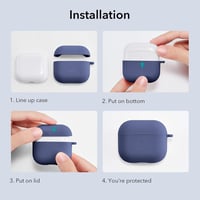ESR Szilikon Tok AirPods 3. Generáció 2021 Vezeték Nélküli Töltéssel Kompatibilis Karabinerrel LED Kijelzővel Kék 6