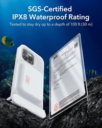 ESR Vízálló Telefontok iPhone 15 Pro Max/14 Pro Max Fehér IPX8 Úszó - 15 Pro Max/14 Pro Max, clear 7