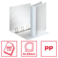 Kružkový zakladač Esselte Essentials Panorama A4, 4 krúžky, chrbát 63 mm – biely 2