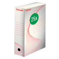 Archivačný box Esselte Standard A4, 100 mm, kapacita 800 listov, vlnitá lepenka, bielo-červený, balenie 25 ks 3