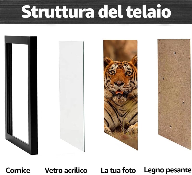 Estancia fekete fa képkeret 40x50 cm plexi üveggel