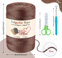 estcoo Makramé Kötél 2mm x 250m Réz Polyester Zsinór DIY Kézműves Dekorációhoz 2
