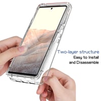Priehľadný TPU kryt ESTH pre Google Pixel 6 Pro, 360-stupňová ochrana, nárazuvzdorný, prachotesný, krištáľovo čistý obal na telefón, outdoorové pancierové puzdro s PC rámom 3