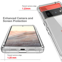Priehľadný TPU kryt ESTH pre Google Pixel 6 Pro, 360-stupňová ochrana, nárazuvzdorný, prachotesný, krištáľovo čistý obal na telefón, outdoorové pancierové puzdro s PC rámom 6