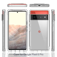 Priehľadný TPU kryt ESTH pre Google Pixel 6 Pro, 360-stupňová ochrana, nárazuvzdorný, prachotesný, krištáľovo čistý obal na telefón, outdoorové pancierové puzdro s PC rámom 2