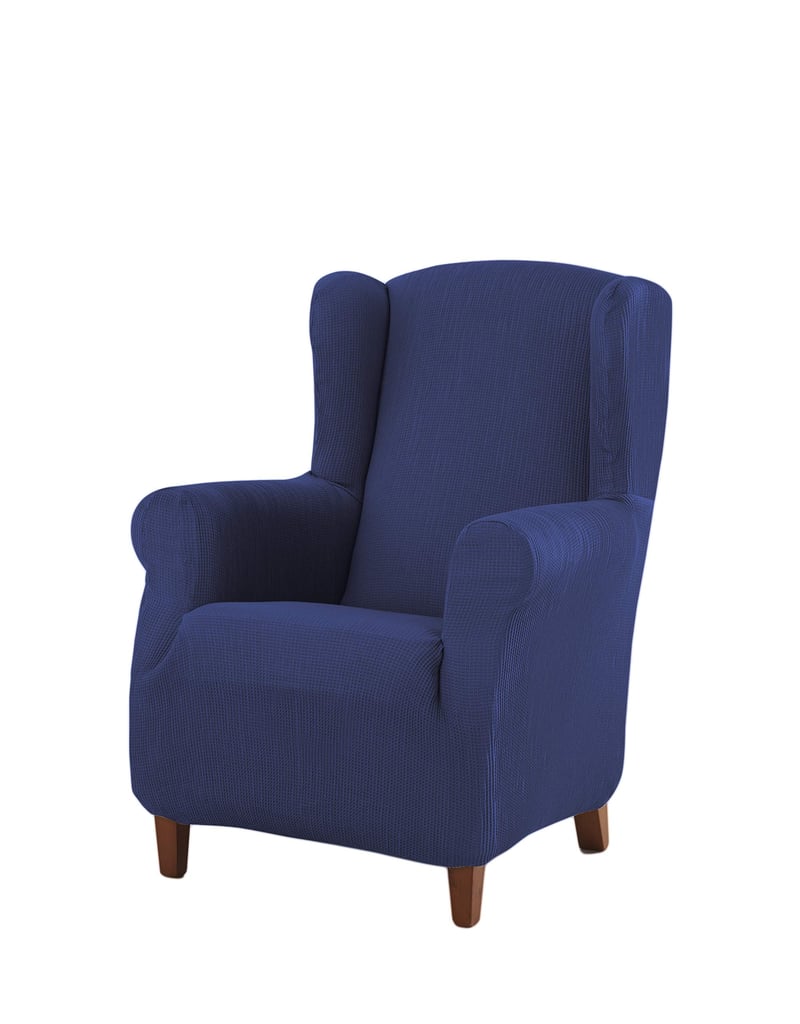 Husă elastică pentru fotoliu Estoralis Berto, albastru, material extensibil, pentru fotoliu cu urechi, 70-110 cm, design modern