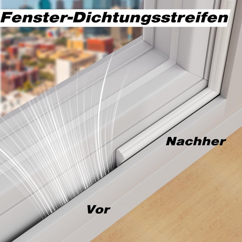 ESUFEIR Öntapadós Ajtó- és Ablakszigetelő Szalag, Ékformájú Habszivacs, Huzat Elleni Védelem, Hang- és Hőszigetelő, 5m x 2 db, Fehér