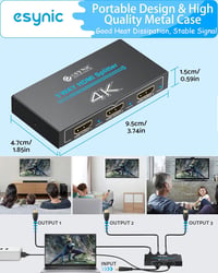 eSynic Professzionális HDMI Elosztó 4K 1 Bemenet 3 Kimenet Fém Ház HDCP 1.4 3