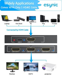 eSynic Professzionális HDMI Elosztó 4K 1 Bemenet 3 Kimenet Fém Ház HDCP 1.4 2