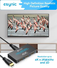 eSynic Professzionális HDMI Elosztó 4K 1 Bemenet 3 Kimenet Fém Ház HDCP 1.4 4