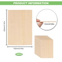 Placă de lemn Eteamcan 200x100 mm pentru artizanat - Placaj din lemn de tei de 1,5 mm pentru modelaj DIY și lucru manual 2