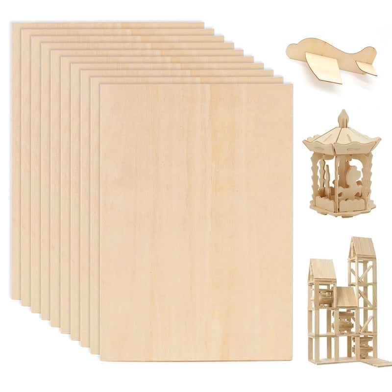Placă de lemn Eteamcan 200x100 mm pentru artizanat - Placaj din lemn de tei de 1,5 mm pentru modelaj DIY și lucru manual