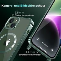 Ethanger iPhone 13/14 Szilikon Tok Lánccal, Mágneses Védelem + 2 Üvegfólia, Zöld - iPhone 13 / iPhone 14, Green 5