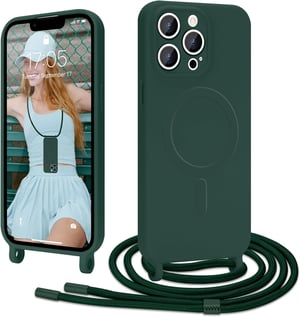 Ethanger silikonska maska s vezicom za iPhone 13 Pro Max MagSafe - zelena