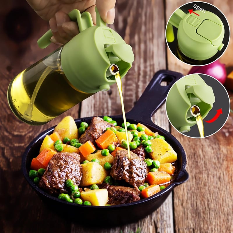 ETONSUNNY 2in1 Üveg Olajszóró és Adagoló 470ml Zöld