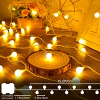 Ghirlandă luminoasă LED de exterior Etopgo cu baterii, 6 m, 40 globuri LED, lumină albă caldă, cu temporizator, rezistentă la apă IP65, pentru Crăciun, dormitor, nuntă, balcon 3