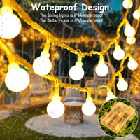 Ghirlandă luminoasă LED de exterior Etopgo cu baterii, 6 m, 40 globuri LED, lumină albă caldă, cu temporizator, rezistentă la apă IP65, pentru Crăciun, dormitor, nuntă, balcon 4