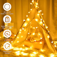 Ghirlandă luminoasă LED de exterior Etopgo cu baterii, 6 m, 40 globuri LED, lumină albă caldă, cu temporizator, rezistentă la apă IP65, pentru Crăciun, dormitor, nuntă, balcon 2