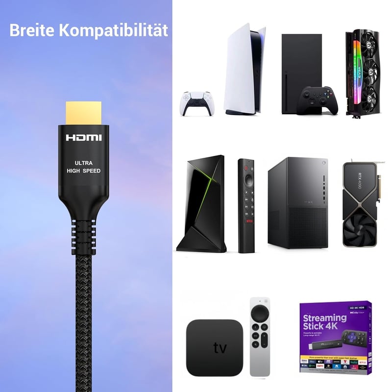 Etseinri HDMI 2.1 kábel 1,5m 8K/10K 48Gbps Ultra High Speed eARC HDR10+
