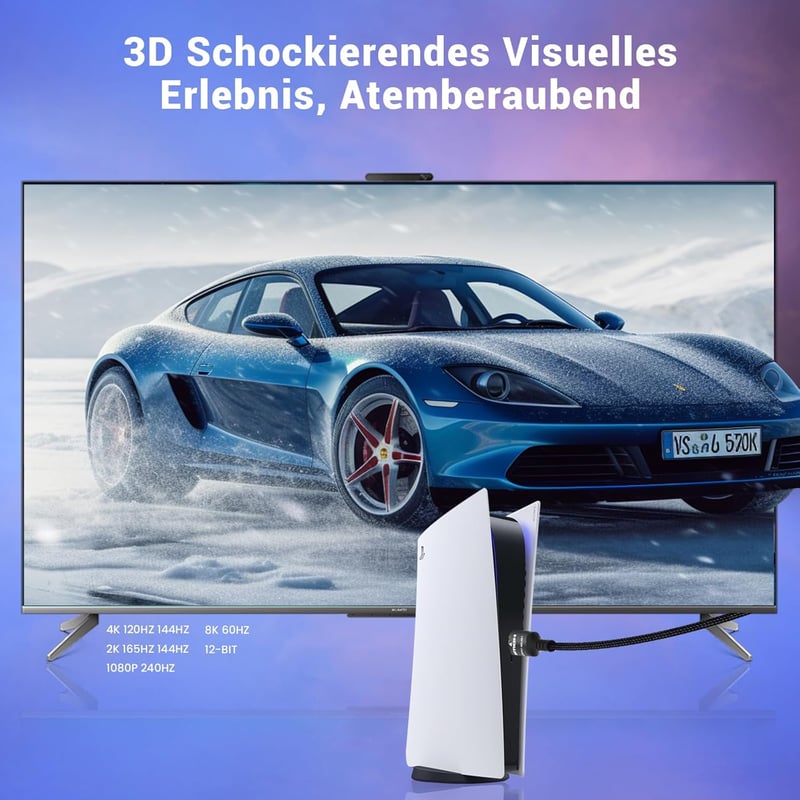 Etseinri HDMI 2.1 kábel 1,5m 8K/10K 48Gbps Ultra High Speed eARC HDR10+