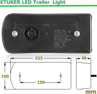 Set lumini LED pentru remorcă ETUKER, 13 pini, 12V, 7 funcții, cu cablu de 5,5 m 7