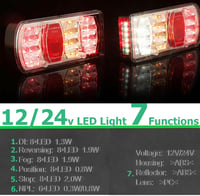 Set lumini LED pentru remorcă ETUKER, 13 pini, 12V, 7 funcții, cu cablu de 5,5 m 3