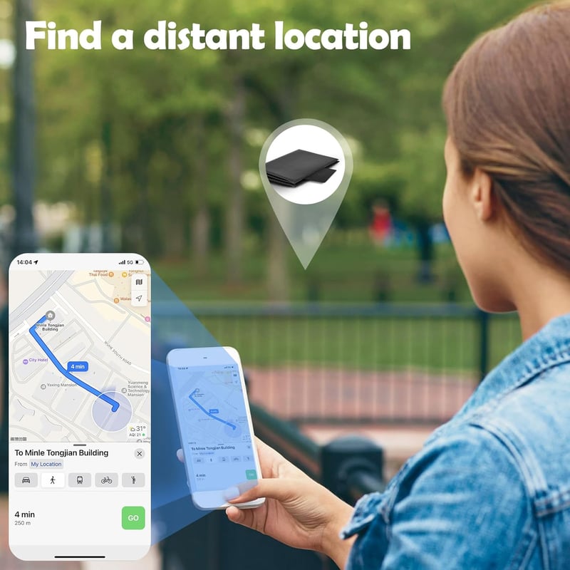 Card de localizare Bluetooth Euakee, tag subțire pentru portofel, rezistent la apă IP67, compatibil iOS
