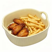 Keramická zapekacia misa EUBSWA pre teplovzdušnú fritézu a rúru – 650 ml okrúhla forma s rúčkami, vhodná do umývačky riadu, stohovateľná, vhodná aj do mikrovlnnej rúry, žltá 1