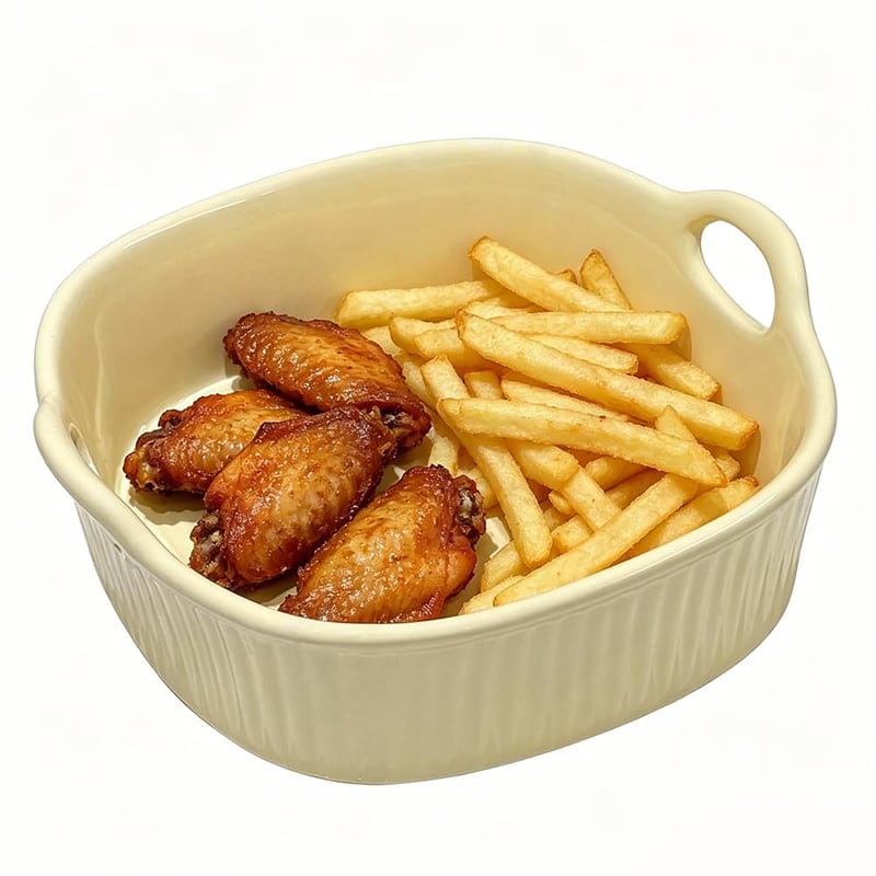 Keramická zapekacia misa EUBSWA pre teplovzdušnú fritézu a rúru – 650 ml okrúhla forma s rúčkami, vhodná do umývačky riadu, stohovateľná, vhodná aj do mikrovlnnej rúry, žltá