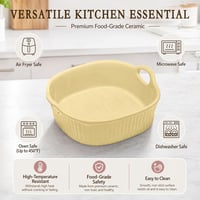 Keramická zapekacia misa EUBSWA pre teplovzdušnú fritézu a rúru – 650 ml okrúhla forma s rúčkami, vhodná do umývačky riadu, stohovateľná, vhodná aj do mikrovlnnej rúry, žltá 3