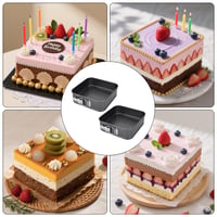 EUBSWA Formă de Tort cu Arc, Pătrată, 12x12x5 cm, Set de 2, Formă de Copt Mică cu Înveliș Antiaderent, Formă pentru Plăcintă, Quiche, Tarte 8