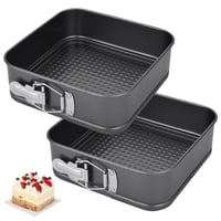 EUBSWA Formă de Tort cu Arc, Pătrată, 12x12x5 cm, Set de 2, Formă de Copt Mică cu Înveliș Antiaderent, Formă pentru Plăcintă, Quiche, Tarte 1