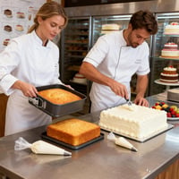 EUBSWA Formă de Tort cu Arc, Pătrată, 12x12x5 cm, Set de 2, Formă de Copt Mică cu Înveliș Antiaderent, Formă pentru Plăcintă, Quiche, Tarte 5