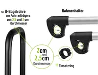 EUFAB Upínací držiak na rám bicykla, krátky, priemer 25+30 mm, čierna/strieborná, upevňovací prvok na nosič bicyklov 5