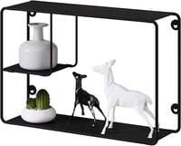 EUGAD Fali Polc Szett, Fekete Fém Lebegő Polcrendszer 3 Szinttel, Ipari Stílusú Fali Dekoráció Nappaliba, Fürdőszobába, 38x25,5x11,5 cm, 5 k 1