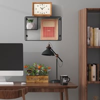 EUGAD Fali Polc Szett, Fekete Fém Lebegő Polcrendszer 3 Szinttel, Ipari Stílusú Fali Dekoráció Nappaliba, Fürdőszobába, 38x25,5x11,5 cm, 5 k 2