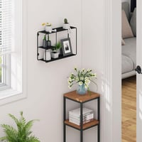 EUGAD Fali Polc Szett, Fekete Fém Lebegő Polcrendszer 3 Szinttel, Ipari Stílusú Fali Dekoráció Nappaliba, Fürdőszobába, 38x25,5x11,5 cm, 5 k 4