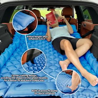 EULANT Kék felfújható autós matrac lábpumpával vízálló 2 személynek 183x131x7 cm csomagtartóhoz SUV MPV RV utazóágy 3