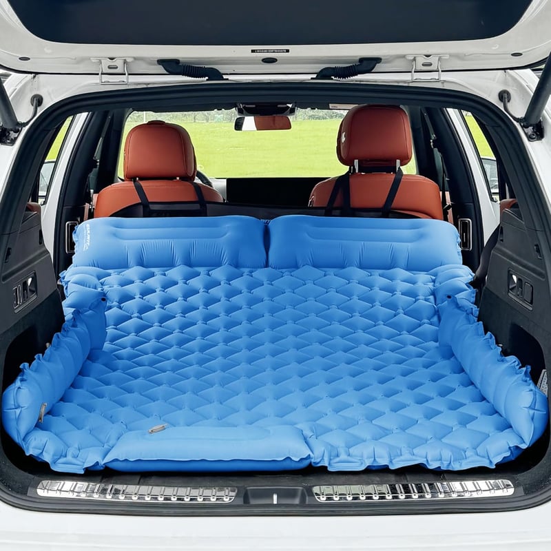 EULANT Kék felfújható autós matrac lábpumpával vízálló 2 személynek 183x131x7 cm csomagtartóhoz SUV MPV RV utazóágy