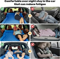 EULANT Kék felfújható autós matrac lábpumpával vízálló 2 személynek 183x131x7 cm csomagtartóhoz SUV MPV RV utazóágy 5