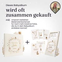 EULENTALER Scandi album za bebe za prvu godinu - S platnenim koricama i zlatnim utiskivanjem - Spomenar za bebe 6